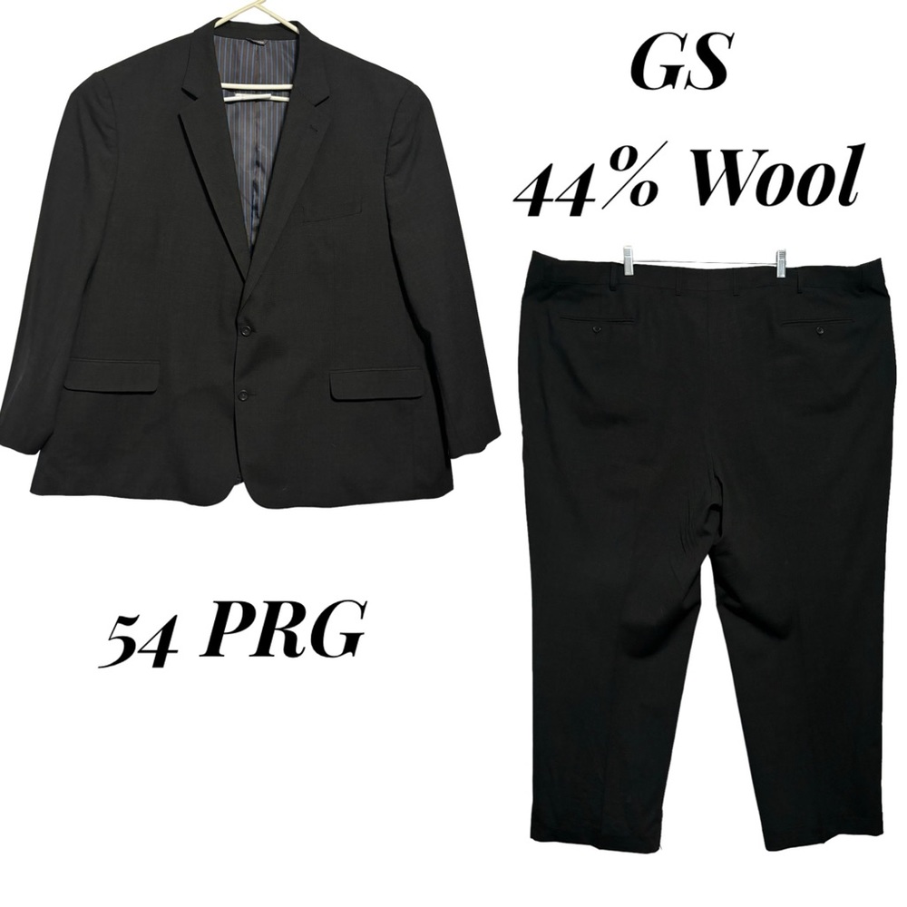 GS 2 Piece Suit Wool Blend 2 Button Pants W/ leg zippers 54 PRG Pants 54X32 EUC